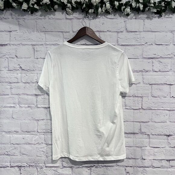 Tommy Hilfiger Size Medium Shirt White Casual Logo Cotton Short Sleeve T-Shirt - Picture 2 of 9